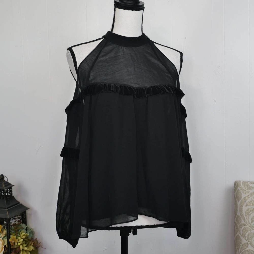 MISA Black Velvet Top & Skirt Set Size‎ XS High Neck Cocktail Witch Party Dress - Picture 12 of 12